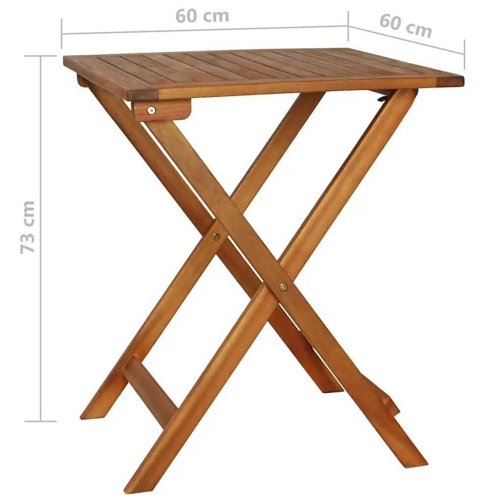 3 Piece Folding Bistro Set with Cushions Solid Acacia Wood Garden Patio
