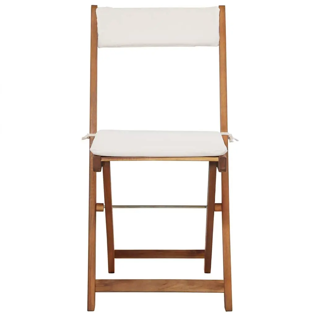 3 Piece Folding Bistro Set with Cushions Solid Acacia Wood Garden Patio