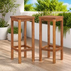 Outdoor Bar Chairs: 2-Pack of Solid Acacia Wood