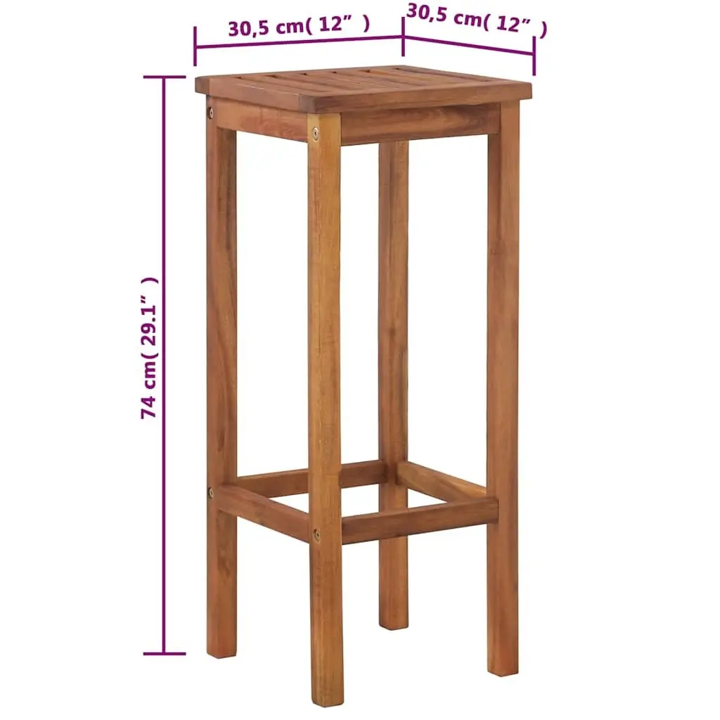 Outdoor Bar Chairs Set of 2 Garden Seating Solid Acacia Wood Footrest
