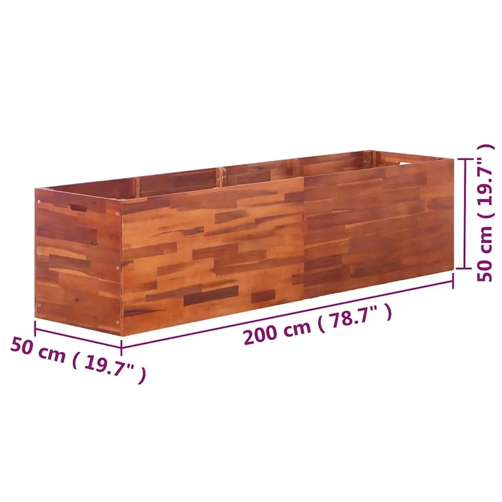 Garden Raised Bed Planter Outdoor 200 x 50 x 50 cm Acacia Wood