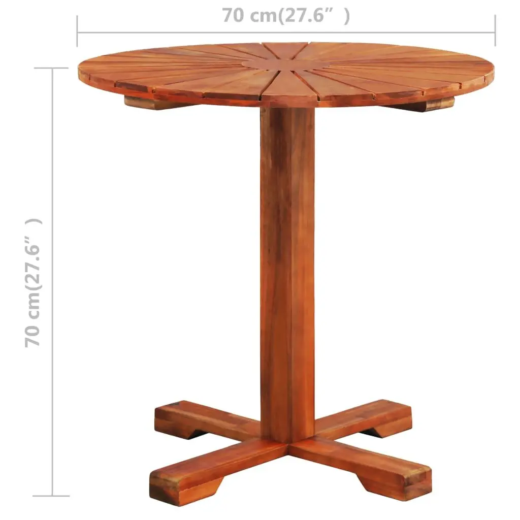 Solid Wood Bistro Table 70x70cm Pedestal Outdoor Dining Brown