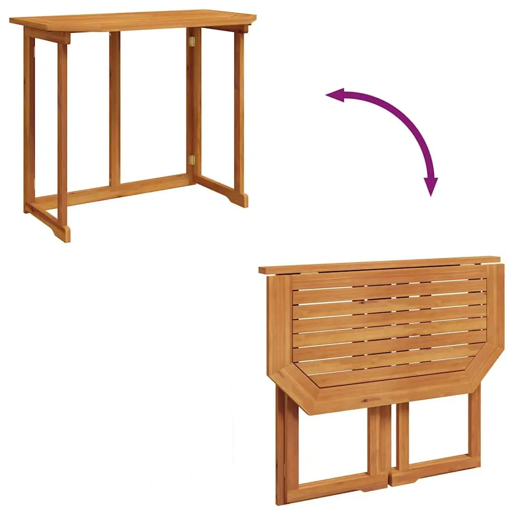 Outdoor Bistro Table for Balcony Garden 90 x 50 x 75 cm Solid Acacia Wood Foldable Brown