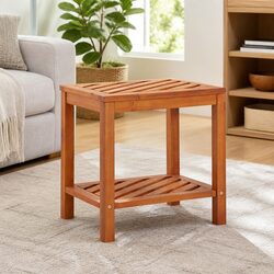 Dimensions of Solid Acacia Wood End Table with Shelf