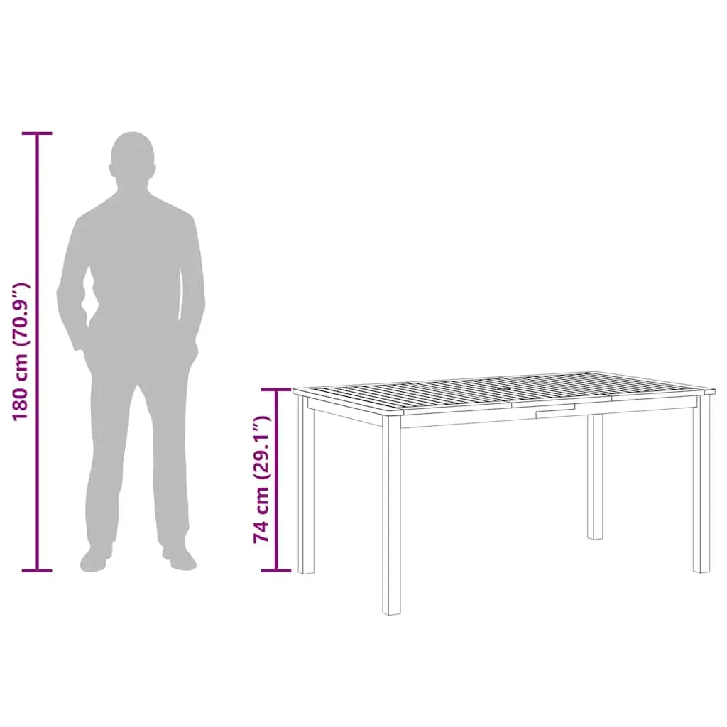 Outdoor Dining Table for Patio Garden 150x90x74cm