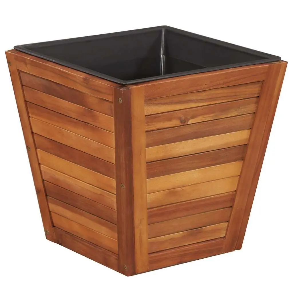 Garden Raised Bed Set Outdoor Plant 3 Pieces Square Wooden Planter Pots