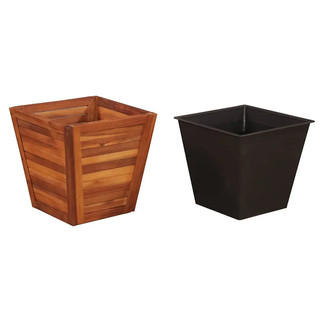Garden Raised Bed Set Outdoor Plant 3 Pieces Square Wooden Planter Pots