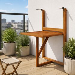 Hanging Balcony Table Folding Outdoor Patio Coffee Deck Railing 64.5x44x80 cm