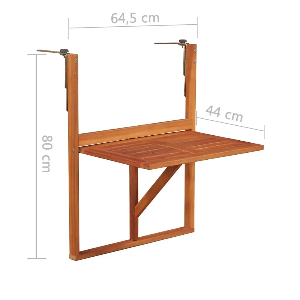 Hanging Balcony Table Folding Outdoor Patio Coffee Deck Railing 64.5x44x80 cm