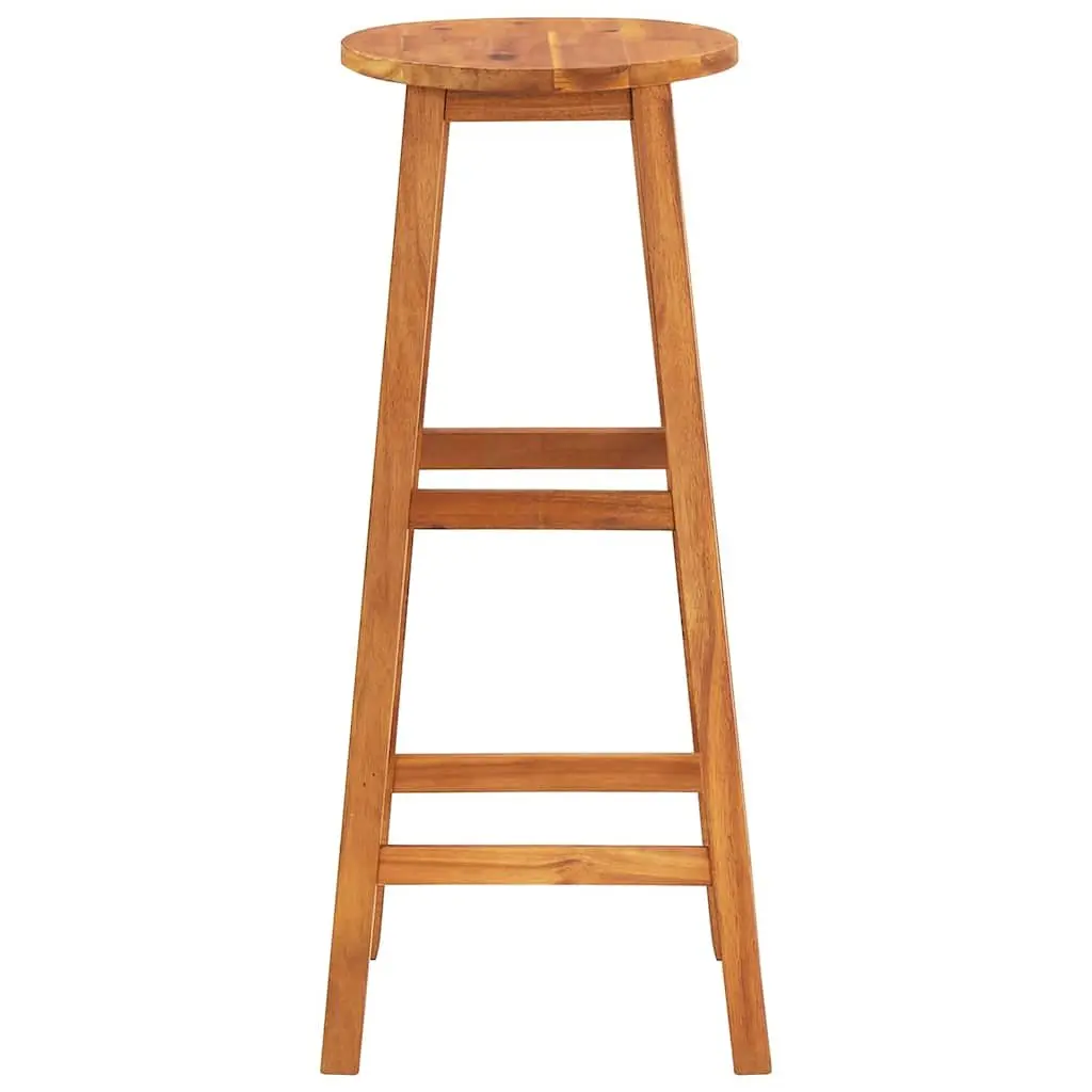 2 Acacia Wood Bar Stools with Footrests