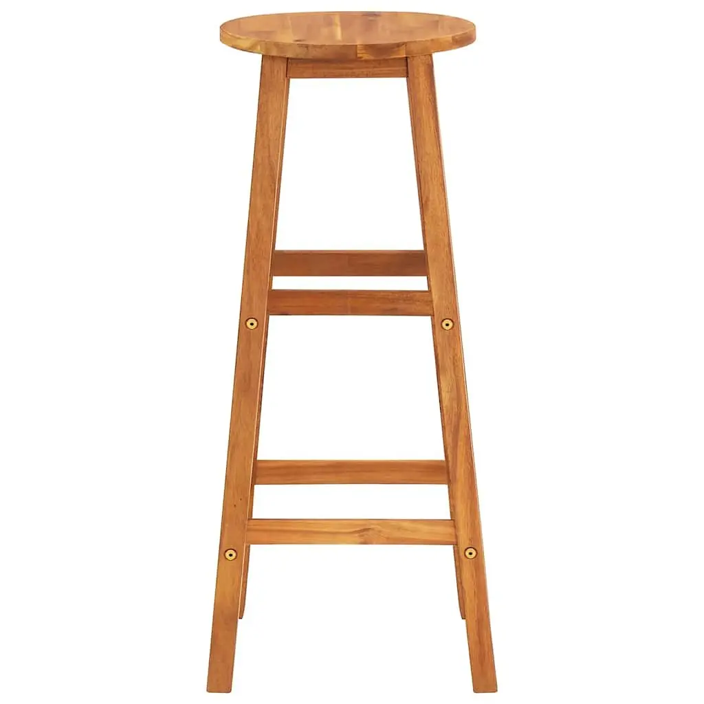 2 Acacia Wood Bar Stools with Footrests