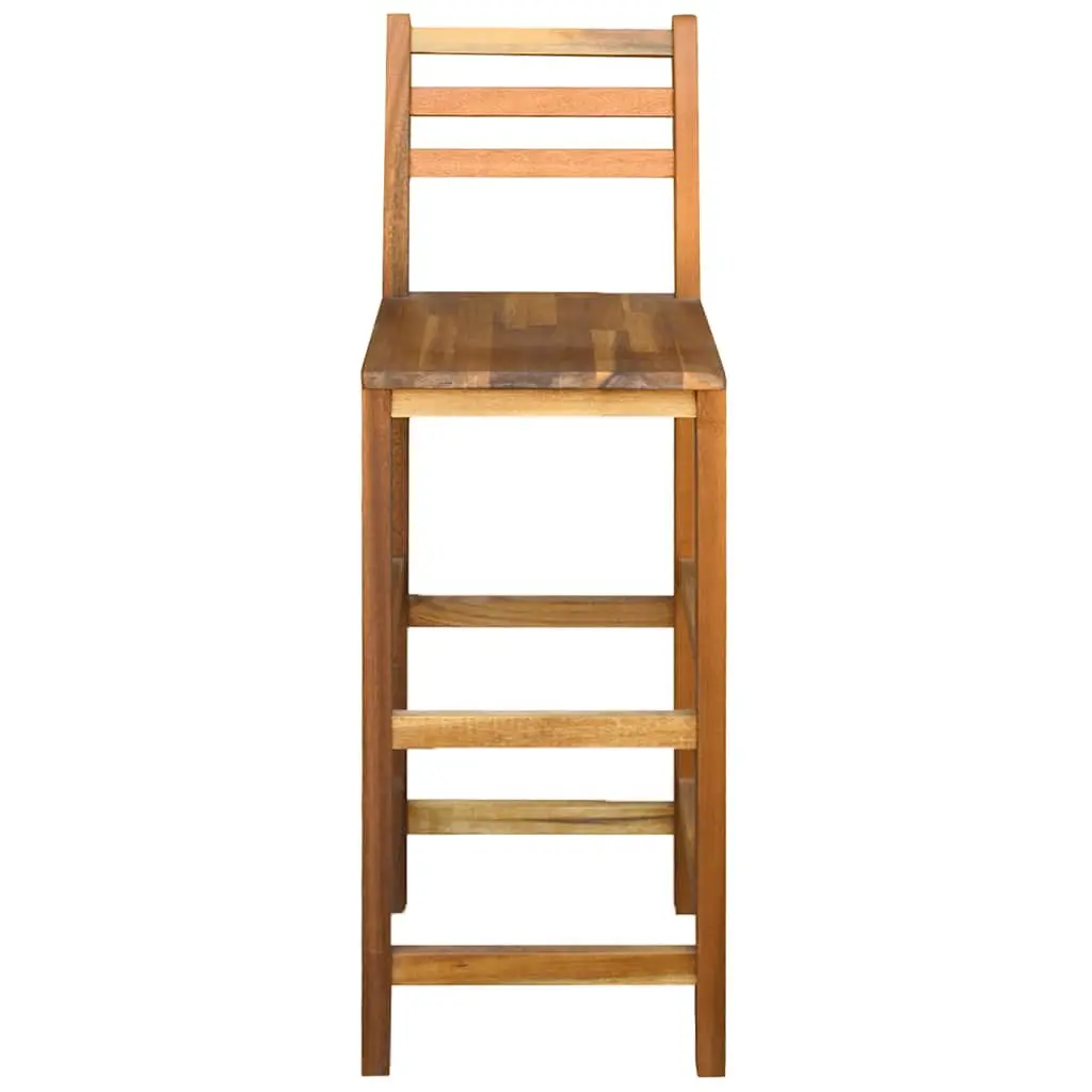 Outdoor Bar Stools Set of 2 Solid Wood Chairs with Backrest Footrest Garden