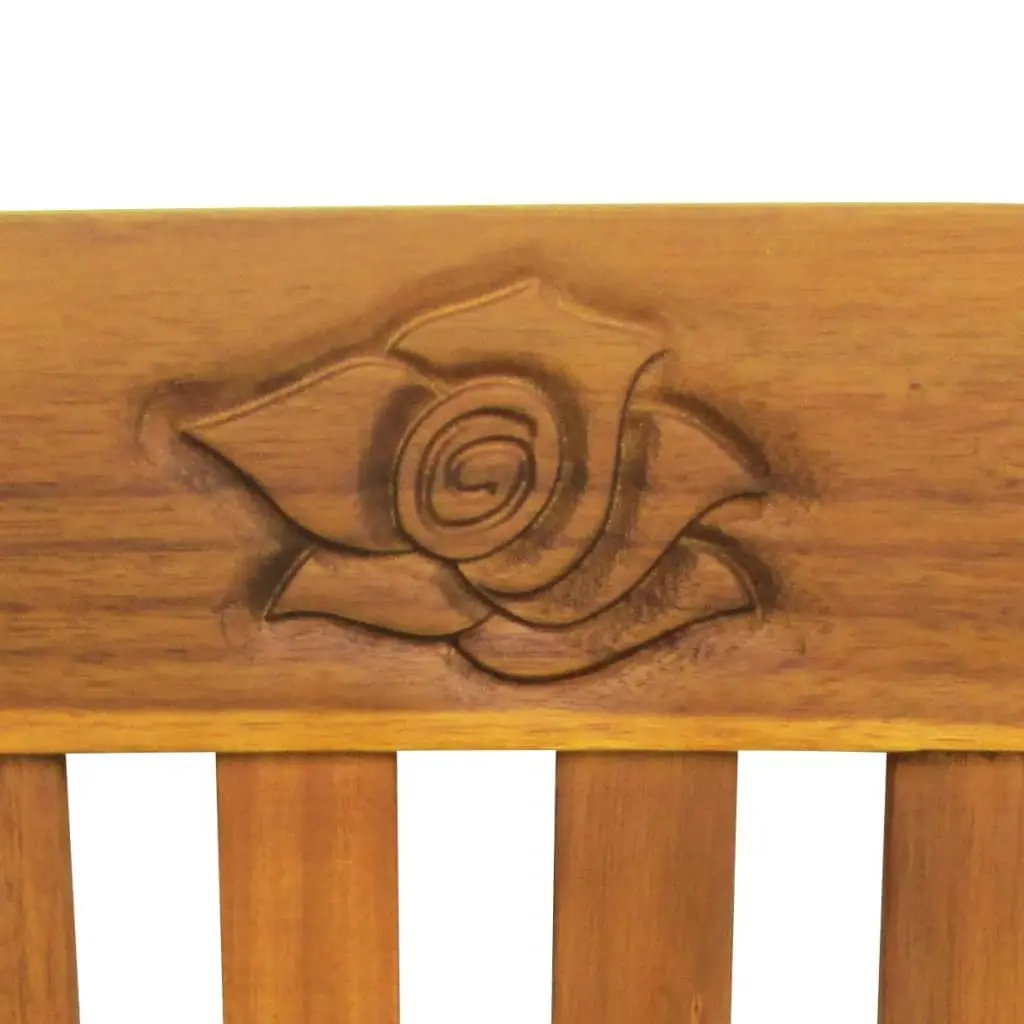 Garden Bench Outdoor 157cm Wooden Seat with Engraved Rose Backrest Armrests