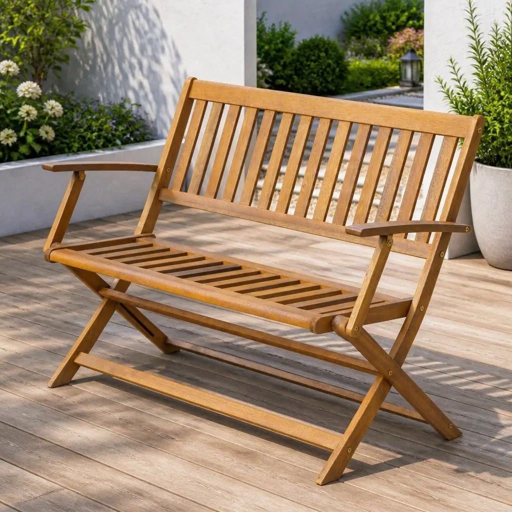 Garden Bench Outdoor Folding Seat 120cm Solid Acacia Wood Patio Backyard Chair
