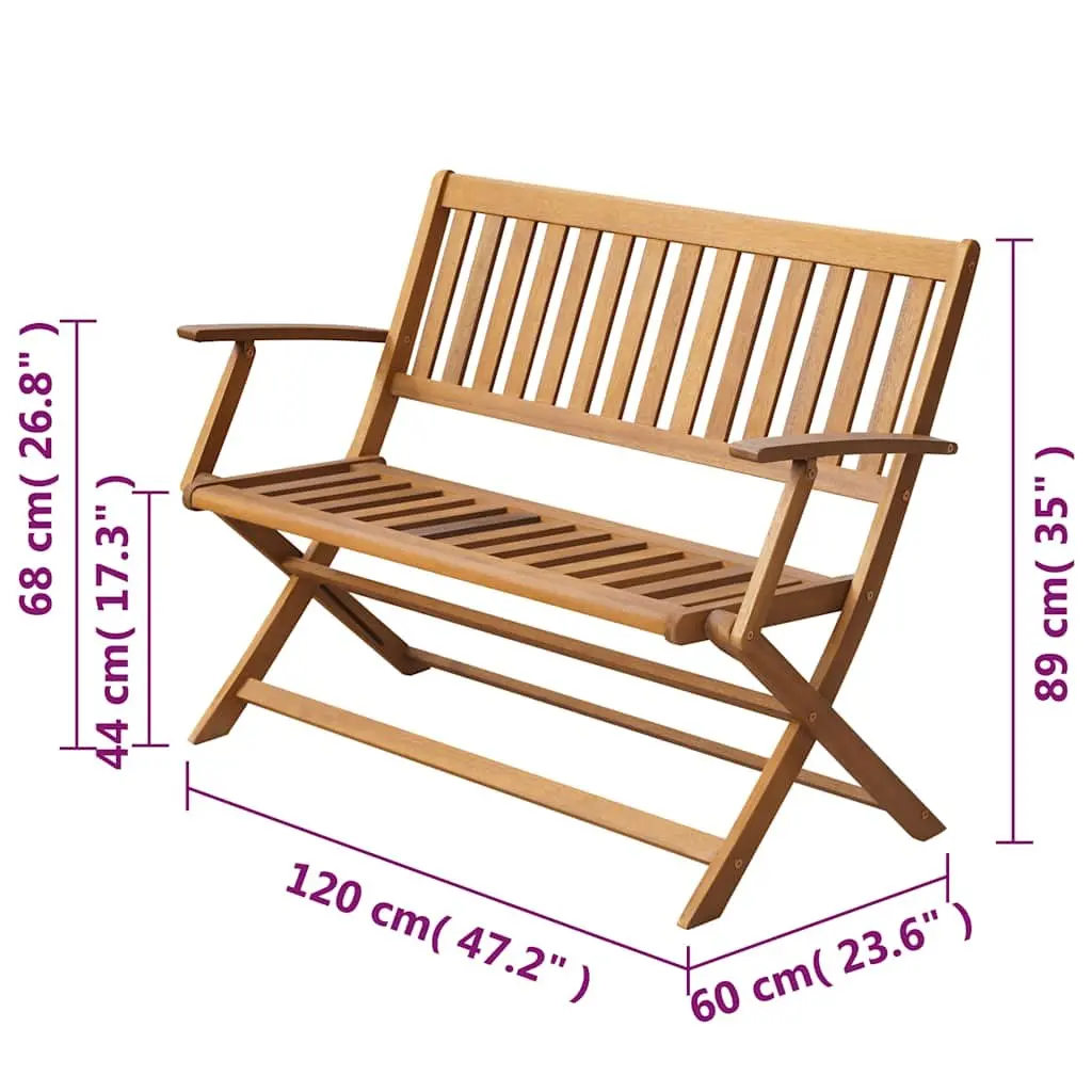 Garden Bench Outdoor Folding Seat 120cm Solid Acacia Wood Patio Backyard Chair
