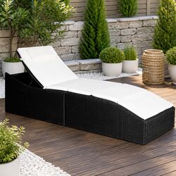 Sun Lounger Outdoor Reclining Chair Garden Patio Lounging Furniture with Cushion