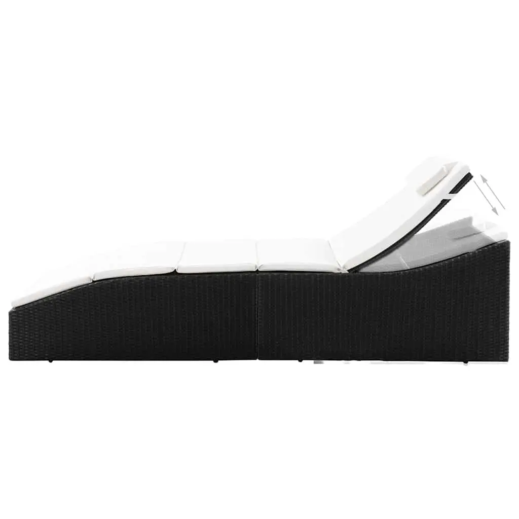 Sun Lounger Outdoor Garden Patio Furniture with Cushion Black