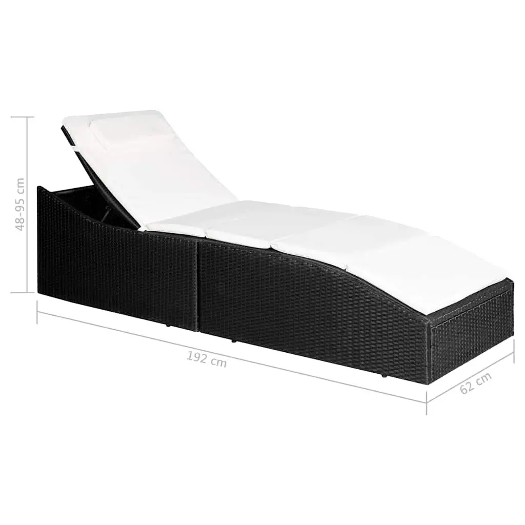 Sun Lounger Outdoor Garden Patio Furniture with Cushion Black