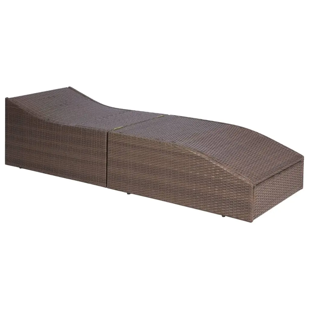 Sun Lounger for Outdoor Garden Patio Brown with Cushion