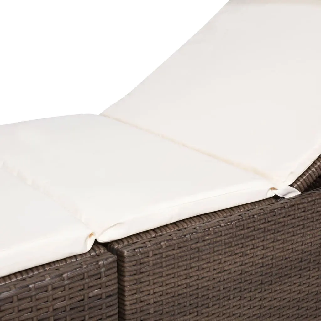 Sun Lounger for Outdoor Garden Patio Brown with Cushion