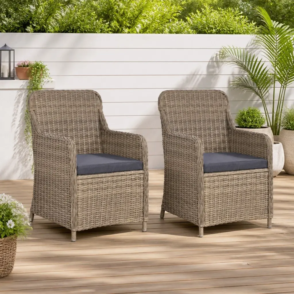 Outdoor Armchairs Set 2 pcs Garden Patio Seating Brown