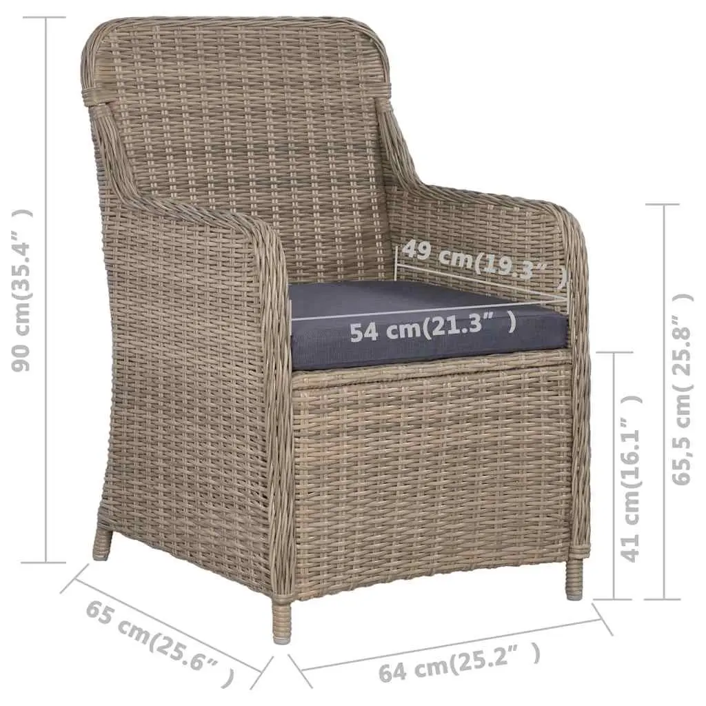 Outdoor Armchairs Set 2 pcs Garden Patio Seating Brown