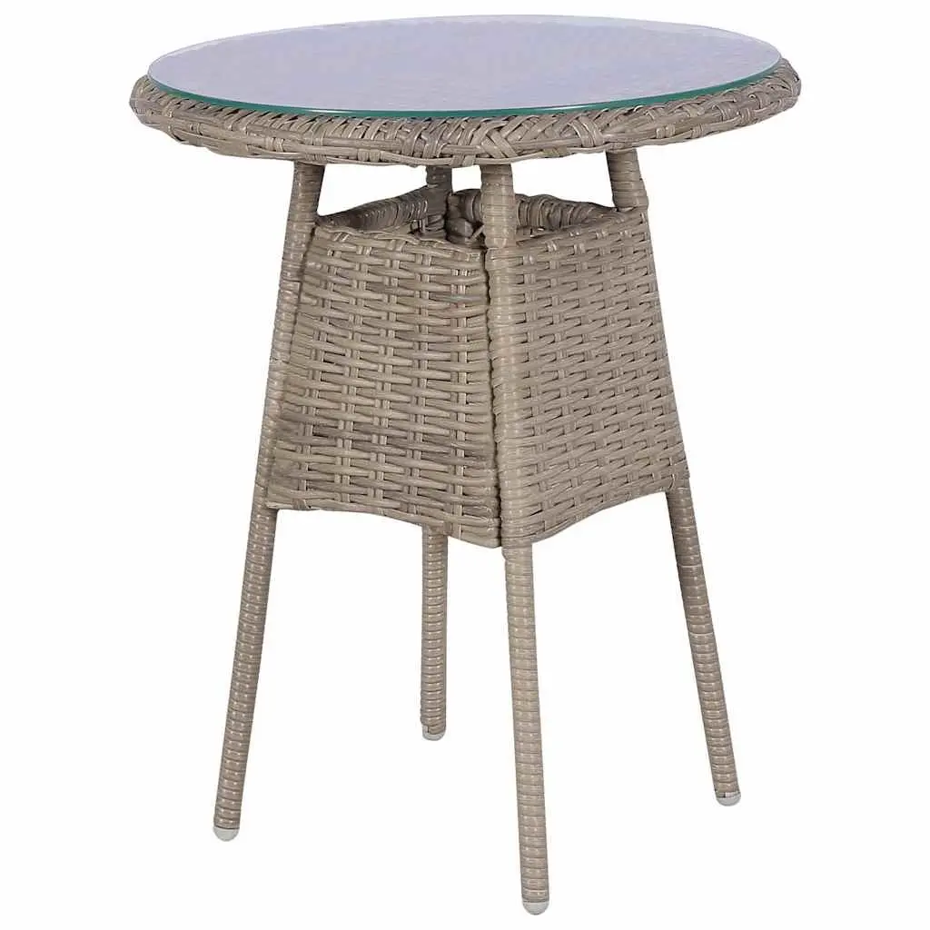 3 Piece Bistro Outdoor Furniture Set Brown Poly Rattan Patio Dining Chairs Table