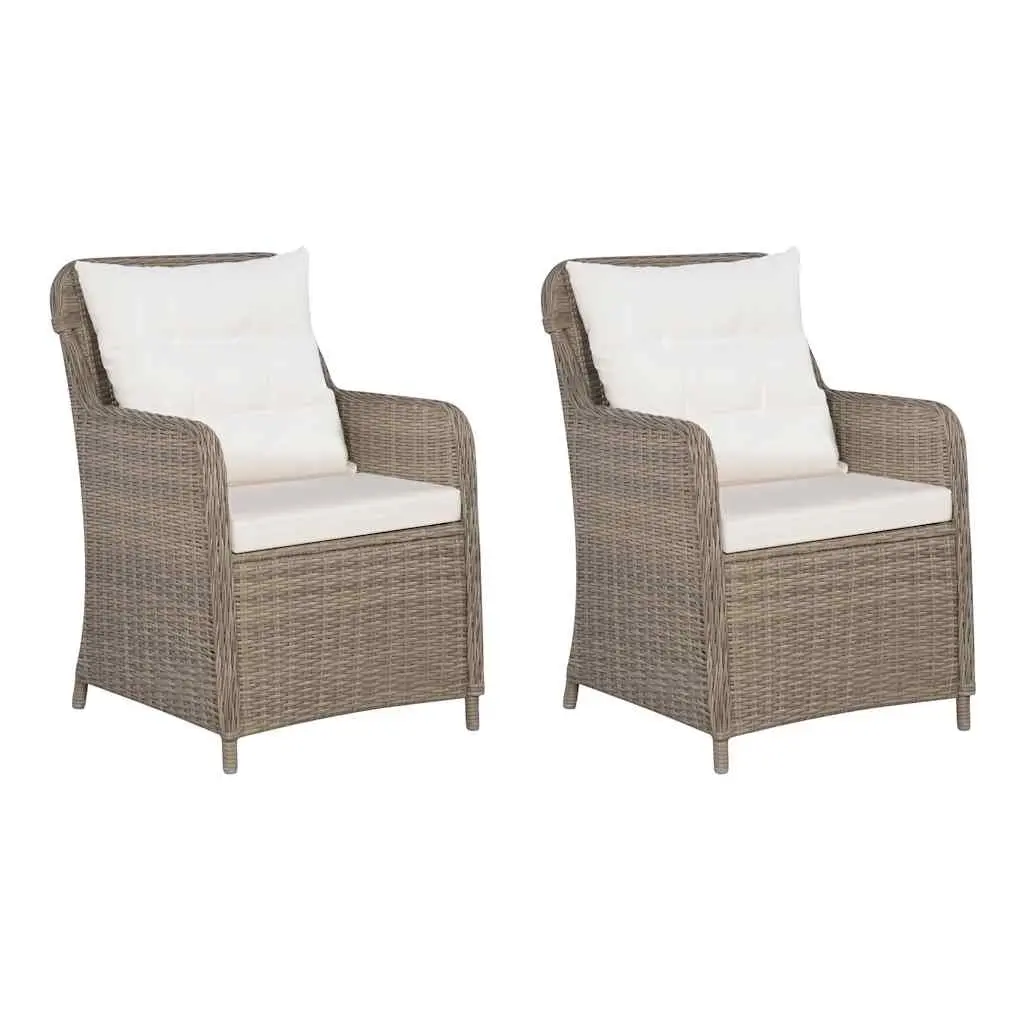 3 Piece Bistro Outdoor Furniture Set Brown Poly Rattan Patio Dining Chairs Table