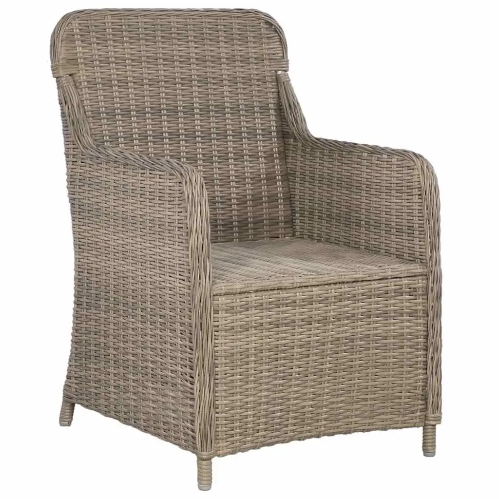 3 Piece Bistro Outdoor Furniture Set Brown Poly Rattan Patio Dining Chairs Table