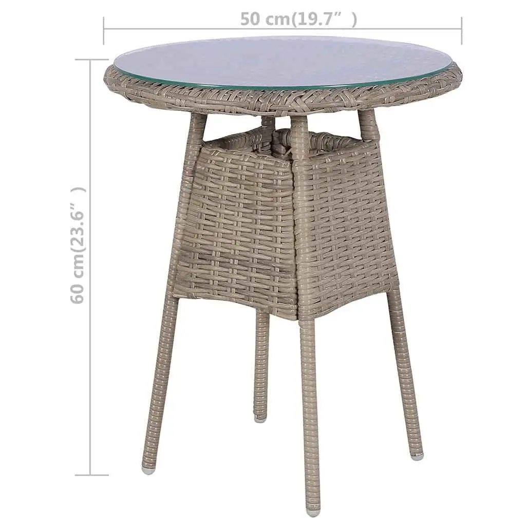 3 Piece Bistro Outdoor Furniture Set Brown Poly Rattan Patio Dining Chairs Table