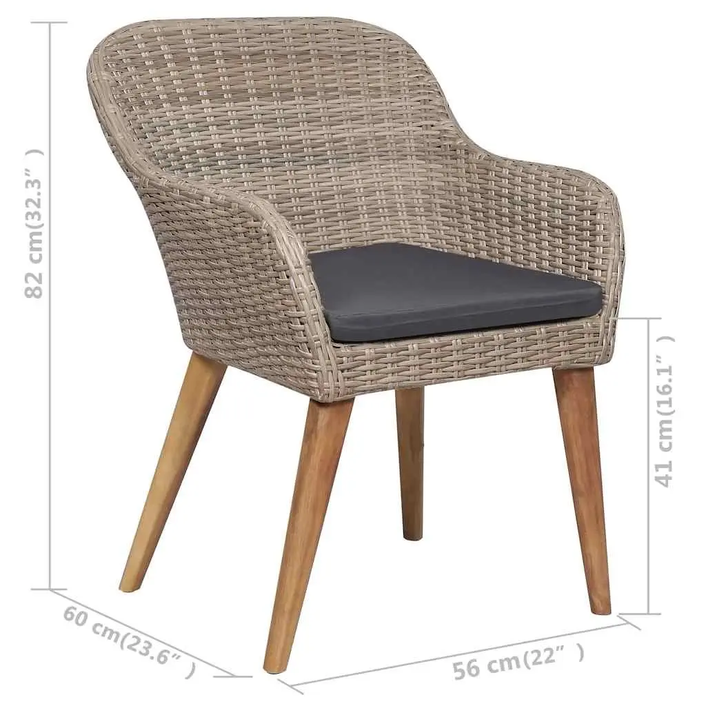 Outdoor Dining Chairs Set 2 pcs with Cushions