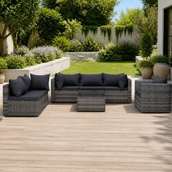 7-Piece Poly Rattan Sofa Set: Grey, Durable, Comfortable