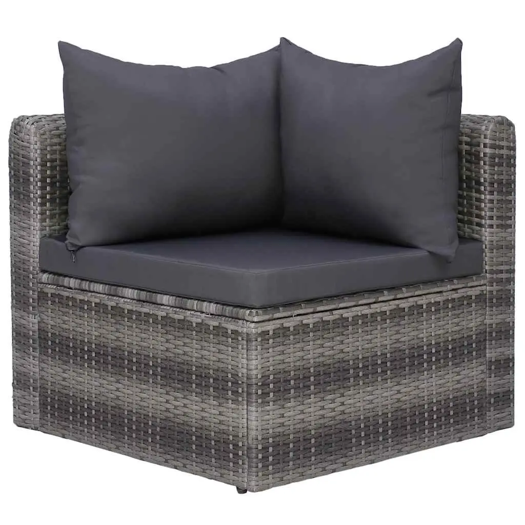 Outdoor Sofa Set for Garden and Patio 7 Piece Grey Poly Rattan with Cushions