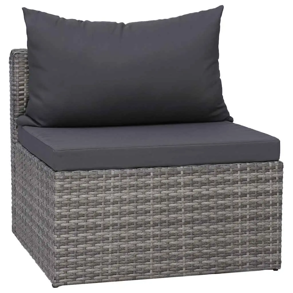Outdoor Sofa Set for Garden and Patio 7 Piece Grey Poly Rattan with Cushions