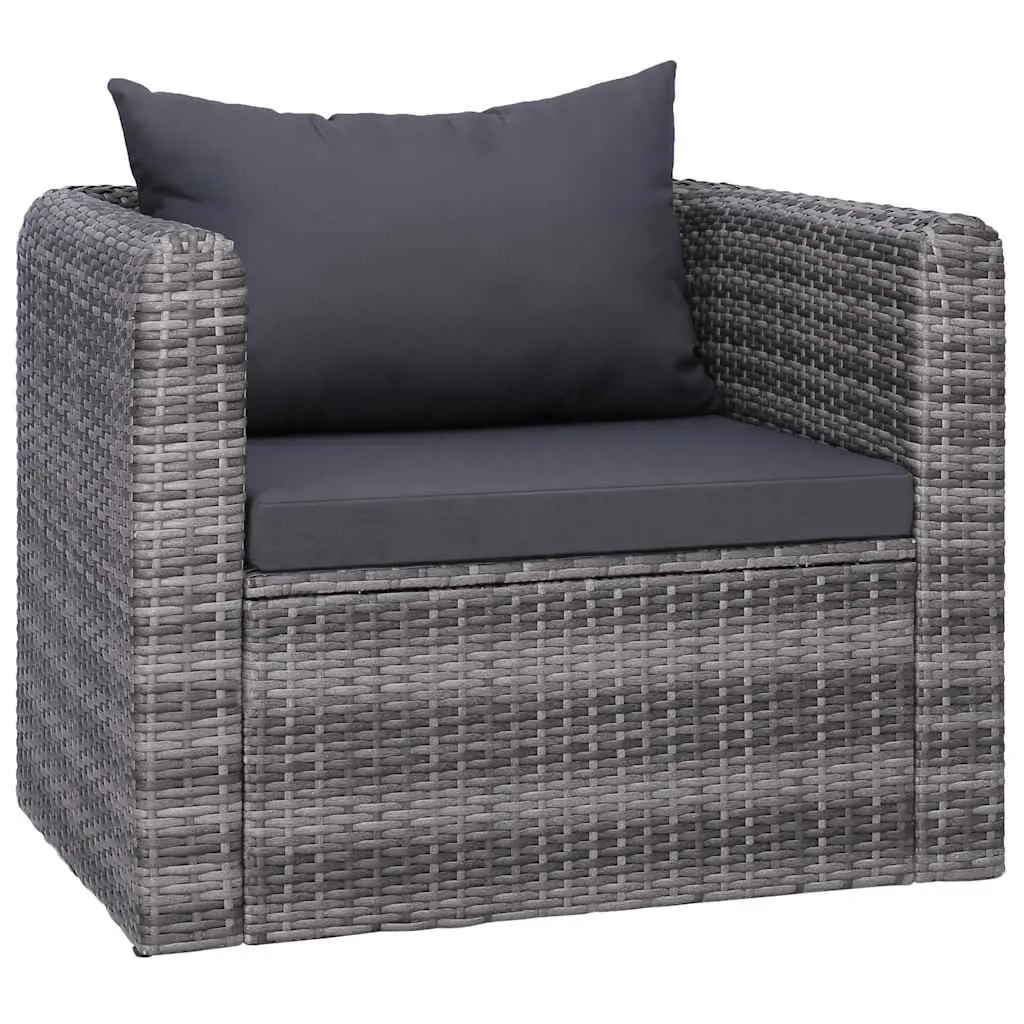 Outdoor Sofa Set for Garden and Patio 7 Piece Grey Poly Rattan with Cushions