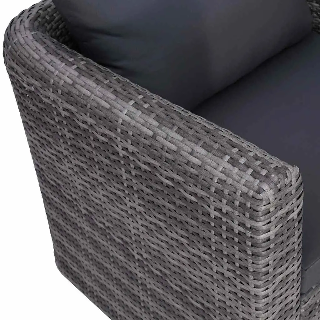 Outdoor Sofa Set for Garden and Patio 7 Piece Grey Poly Rattan with Cushions