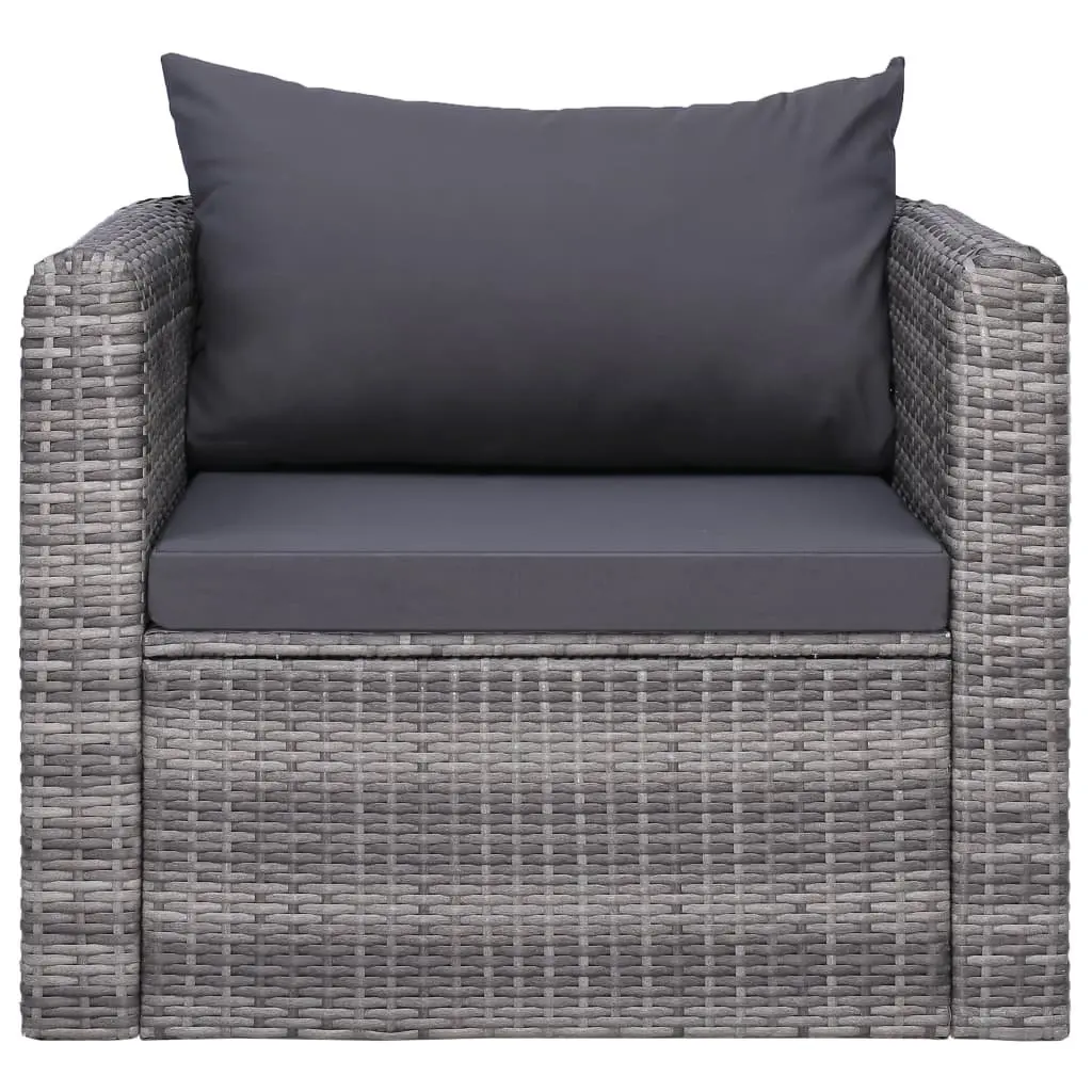 Outdoor Garden Chair Grey Poly Rattan with Cushion Patio Seating