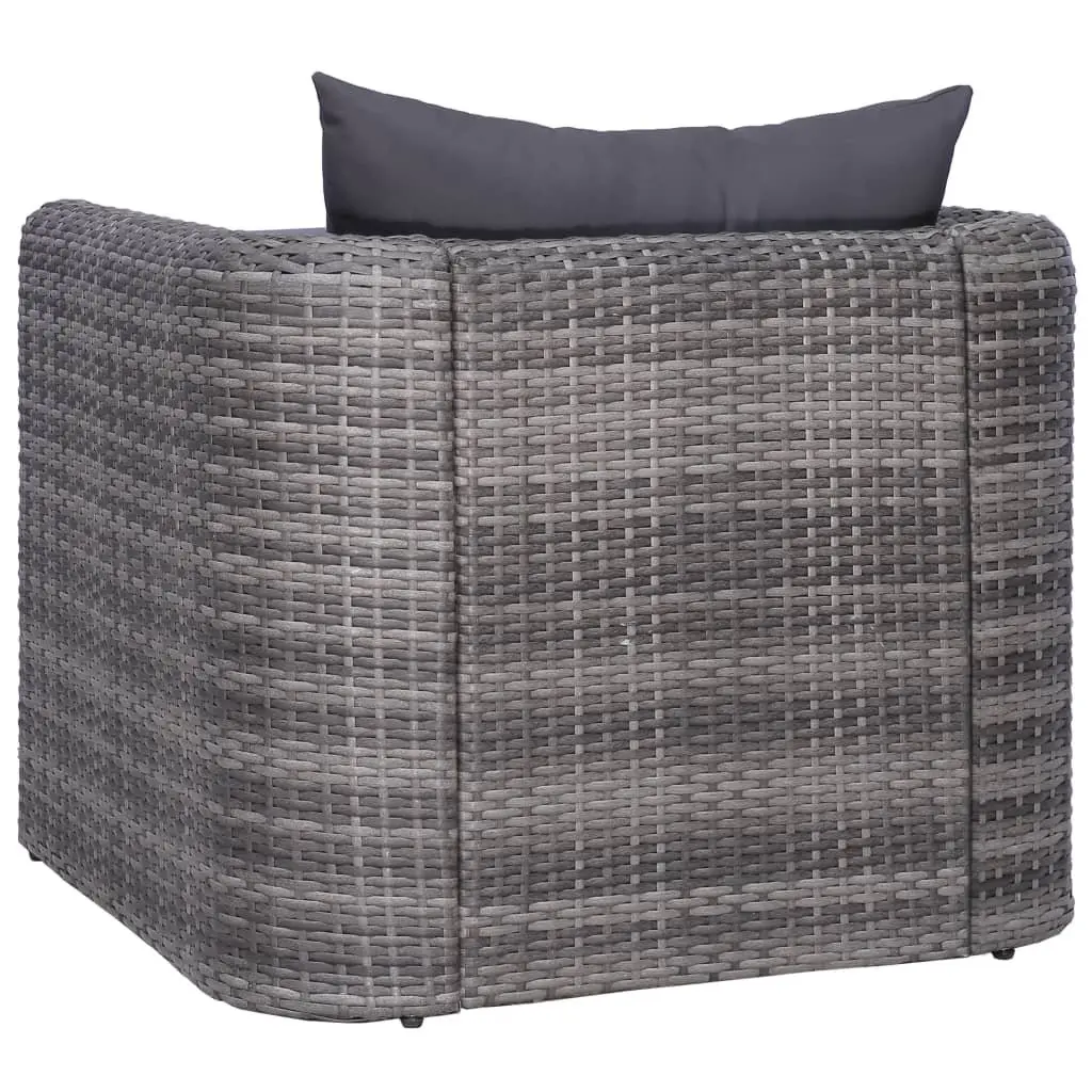 Outdoor Garden Chair Grey Poly Rattan with Cushion Patio Seating