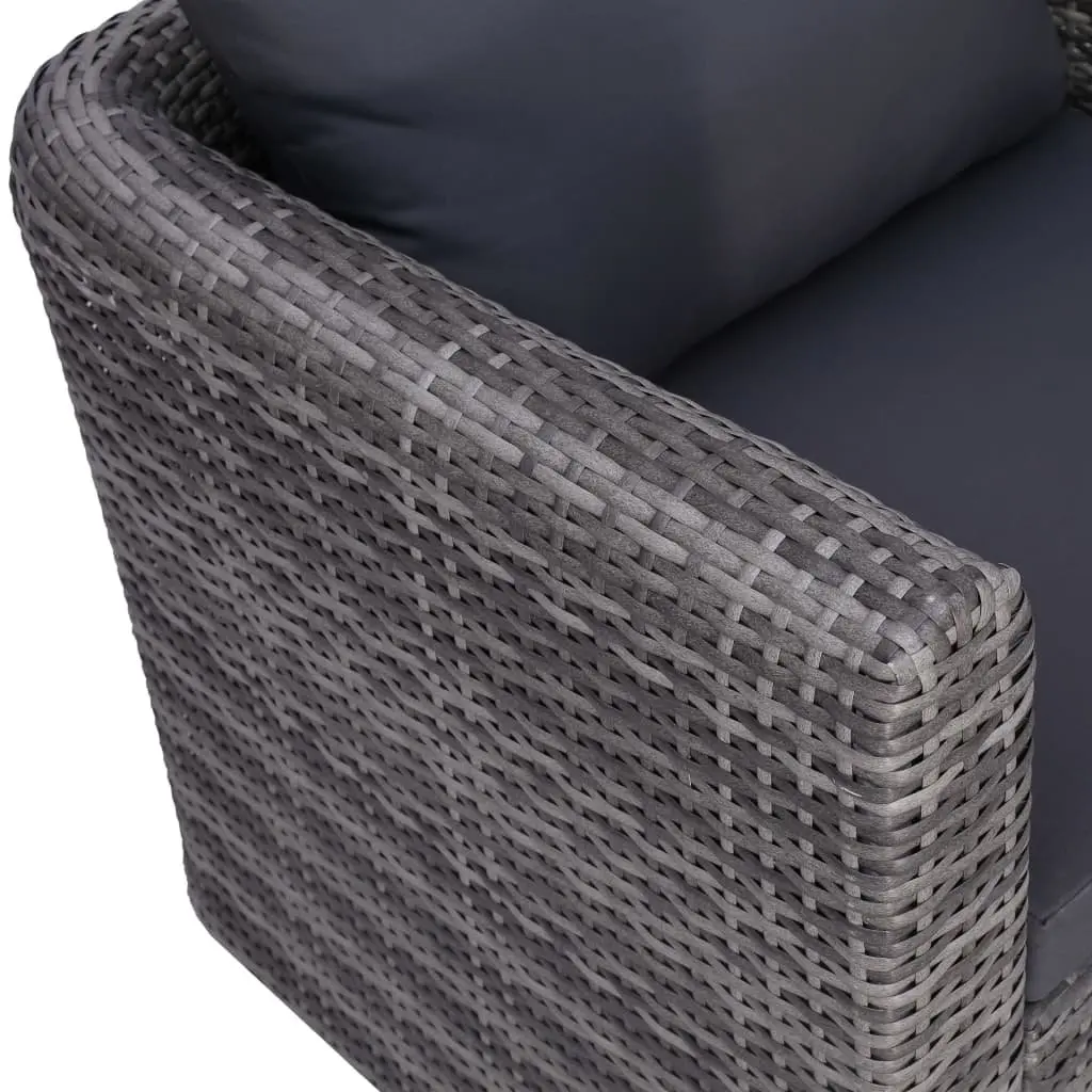 Outdoor Garden Chair Grey Poly Rattan with Cushion Patio Seating