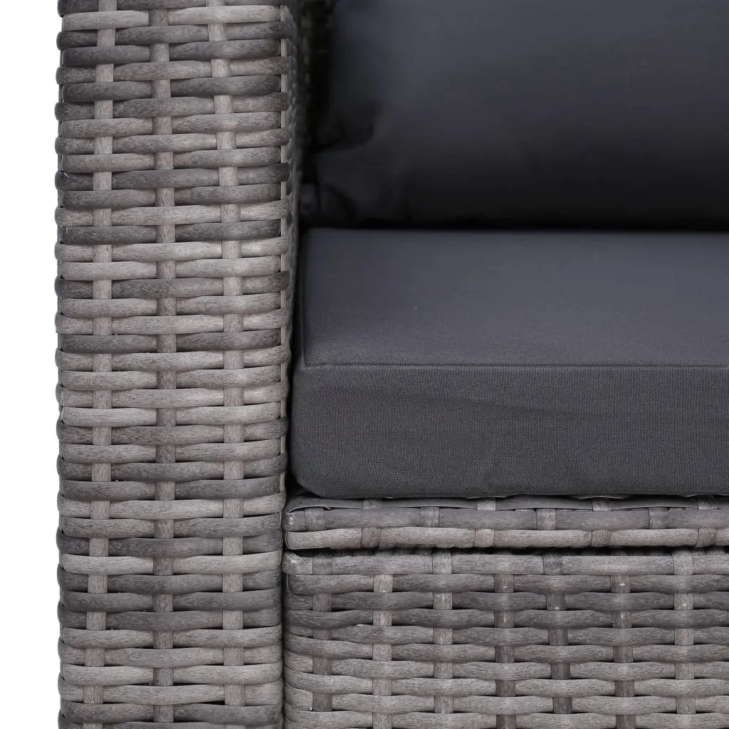 Outdoor Garden Chair Grey Poly Rattan with Cushion Patio Seating