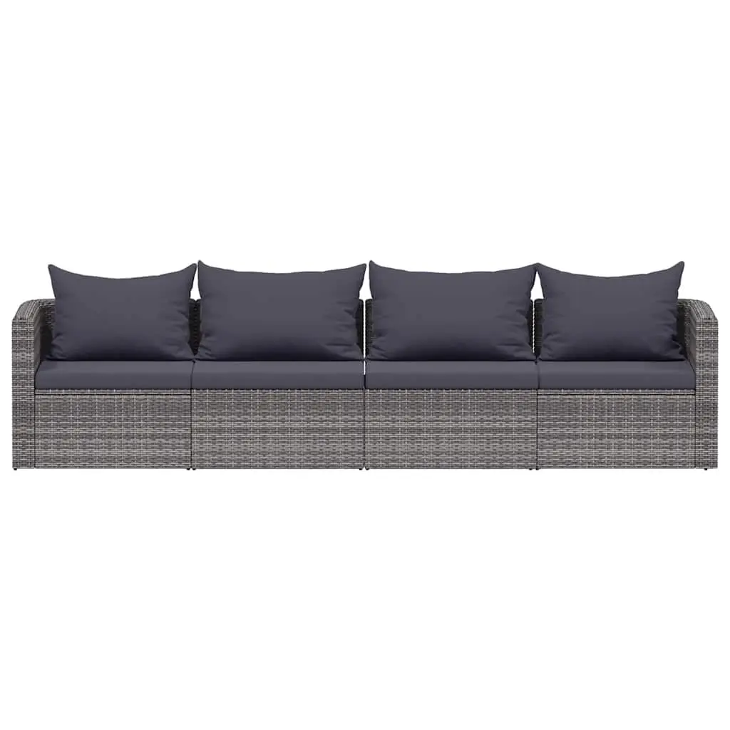 Grey Rattan 4 Piece Outdoor Patio Sofa Set with Cushions for Garden Balcony