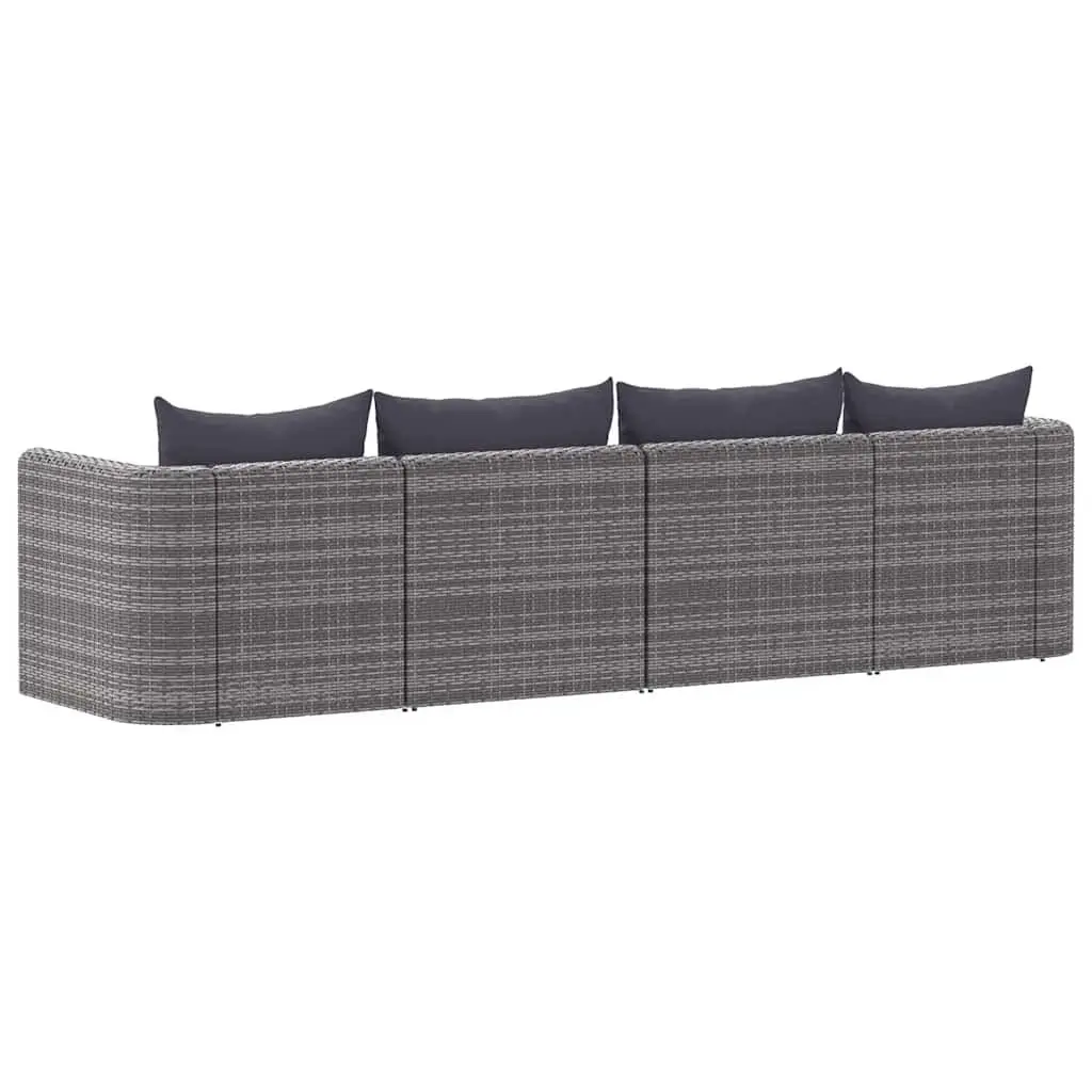 Grey Rattan 4 Piece Outdoor Patio Sofa Set with Cushions for Garden Balcony