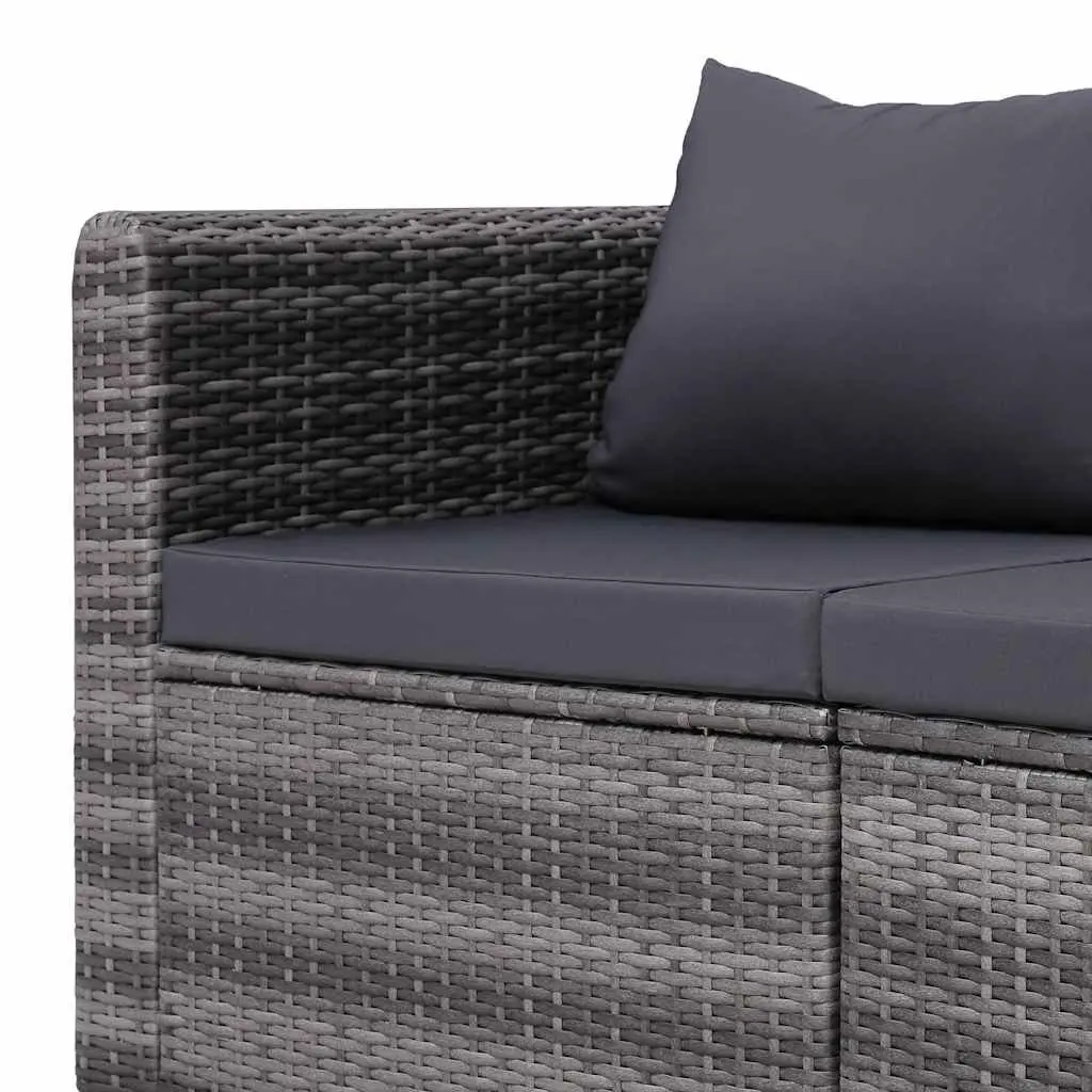 Grey Rattan 4 Piece Outdoor Patio Sofa Set with Cushions for Garden Balcony