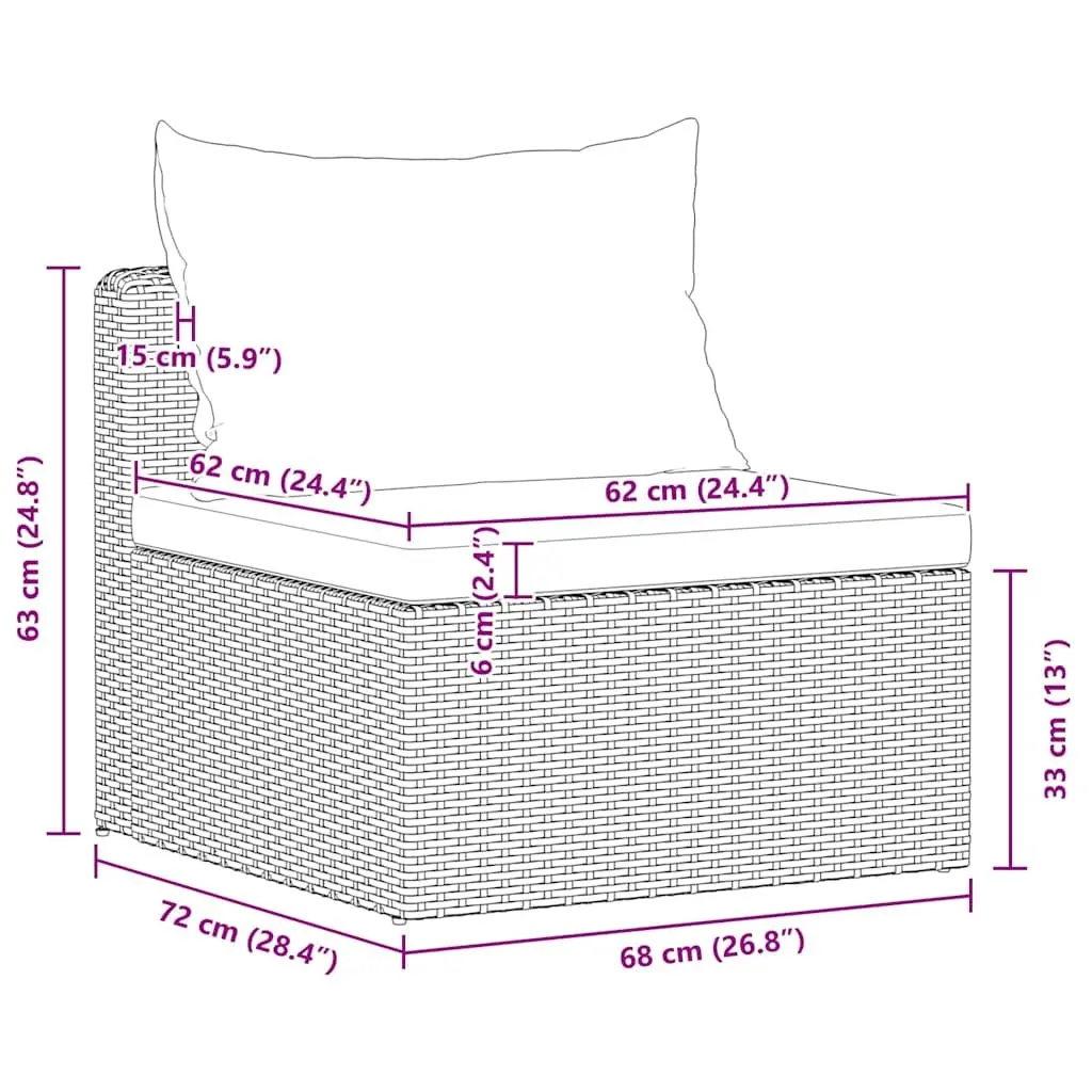 Grey Rattan 4 Piece Outdoor Patio Sofa Set with Cushions for Garden Balcony
