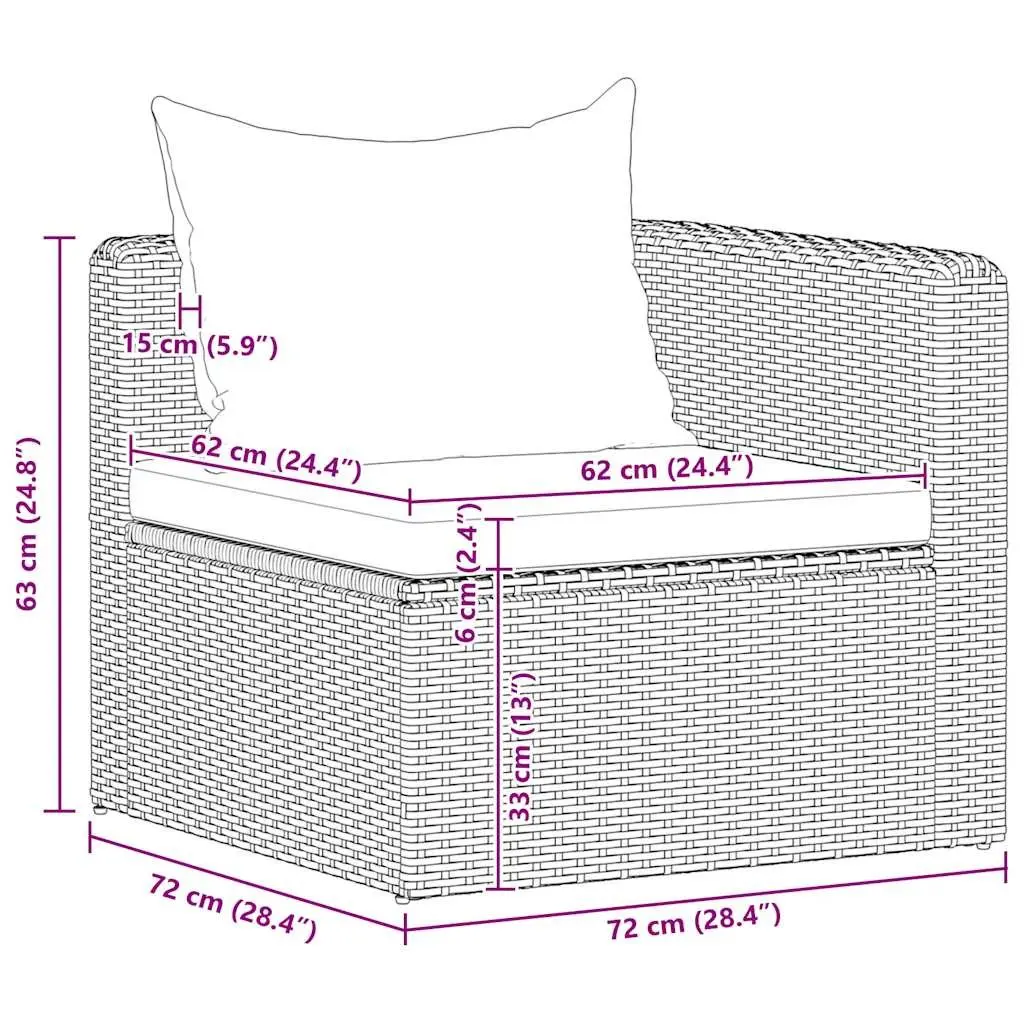 Grey Rattan 4 Piece Outdoor Patio Sofa Set with Cushions for Garden Balcony