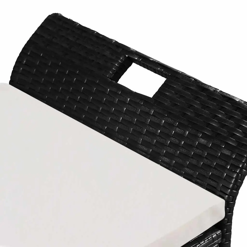 138cm Black Poly Rattan Storage Bench