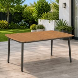 Outdoor Dining Table 150x90cm in Brown Acacia and Steel