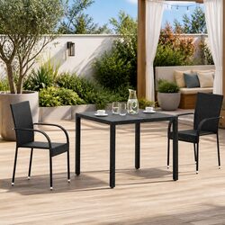 Outdoor Stacking Dining Chairs 2 pcs Garden Patio Seating Black