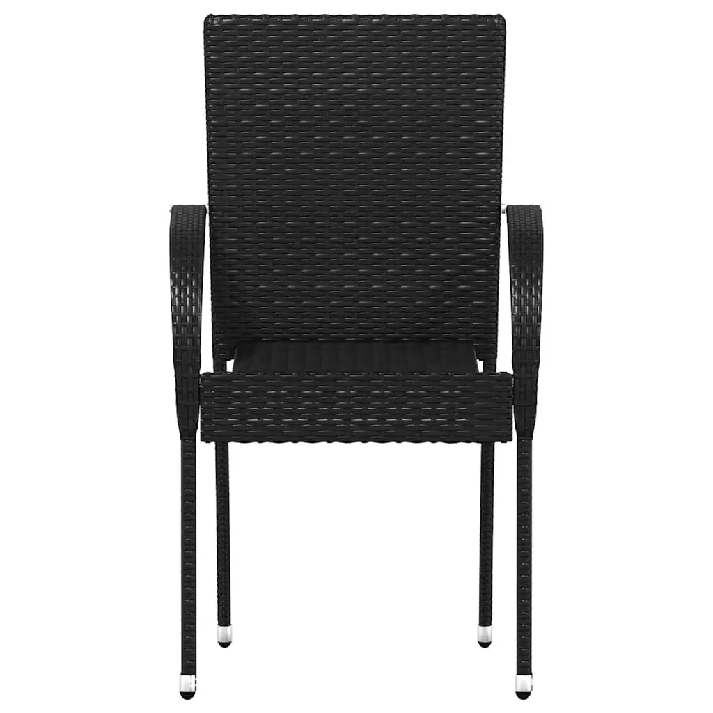 Stacking Dining Chairs for Garden Patio Black 2 Piece