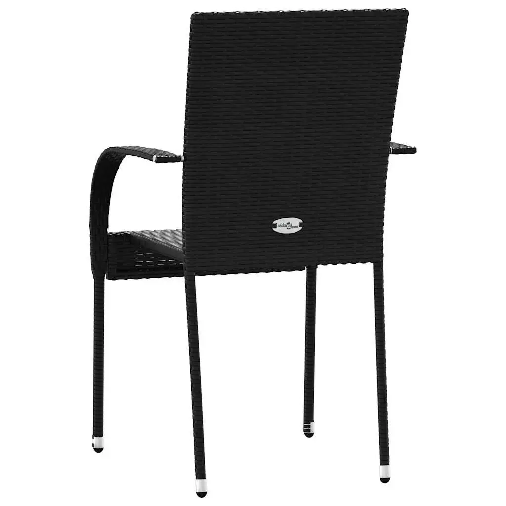 Stacking Dining Chairs for Garden Patio Black 2 Piece